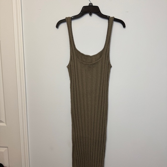FP Beach by Free People Ribbed Knit Maxi Dress Tan Brown Sleeveless Bodycon L - Picture 5 of 11